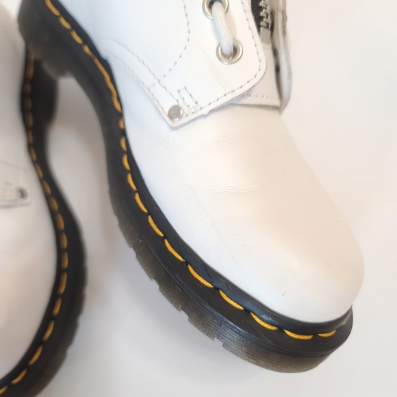 Dr. Martens | 1460 Women's Double Zip Leather Lace Up Boots White Sendal Size 7 - Picture 4 of 13